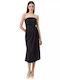 Midi Φόρεμα για Γάμο / Βάπτιση Strapless Black