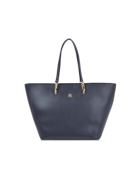 Tommy Hilfiger Дамска Чанта Tote За Ръка Тъмносиня