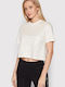 Guess Crop Top Sportiv pentru Femei Ecru