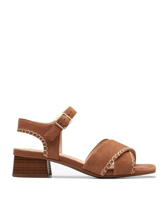 Clarks Suede Women's Sandals Tabac Brown