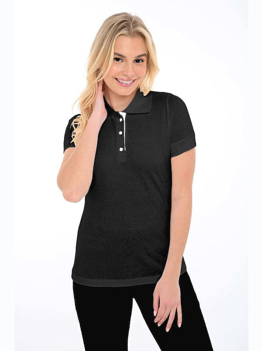 Bodymove Damen Polo Bluse Kurzarm Schwarz