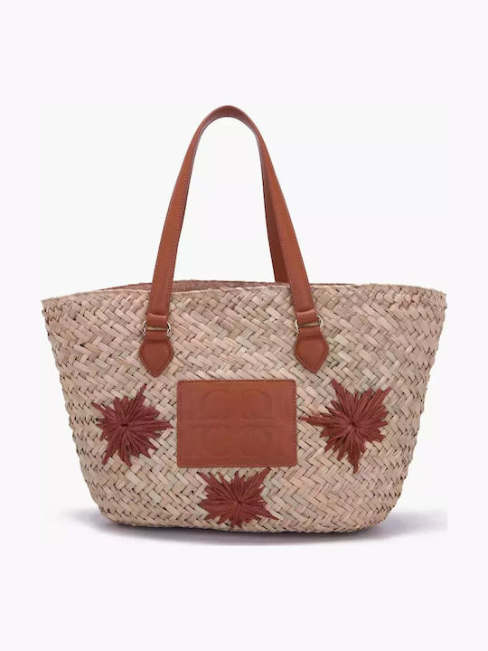 Ψάθινη Γυναικεία Τσάντα Shopper Ώμου Μπεζ