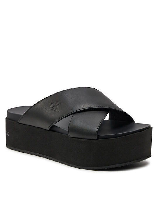 Calvin Klein Women's Flat Sandals Flatforms in Black Color