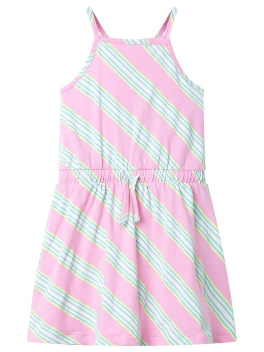 vidaXL Girls Dress Striped Sleeveless Pink