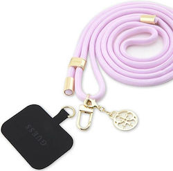 Guess Lila Strap Metal Charm Λουράκι Λαιμού για Κινητά Λιλά