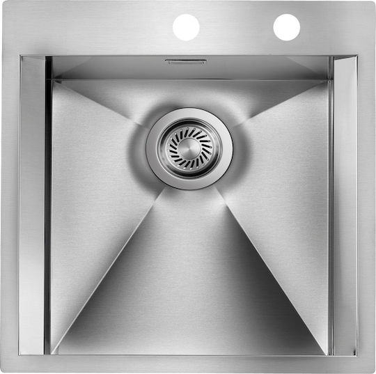 Sanitec Focus Mix Ένθετος Νεροχύτης Inox Σατινέ Μ50xΠ50cm Ασημί