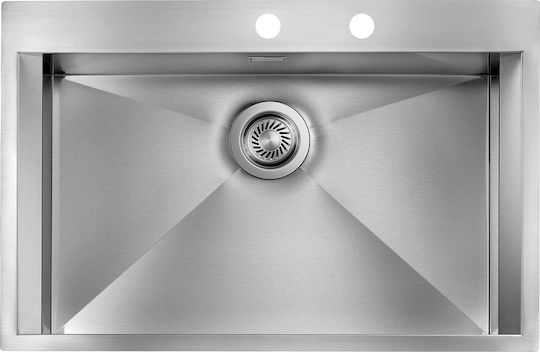 Sanitec Вграден Кухненски Мивка Inox Гладко (Сатенено Покритие) Дължина 77xШирина 50см Сребрист