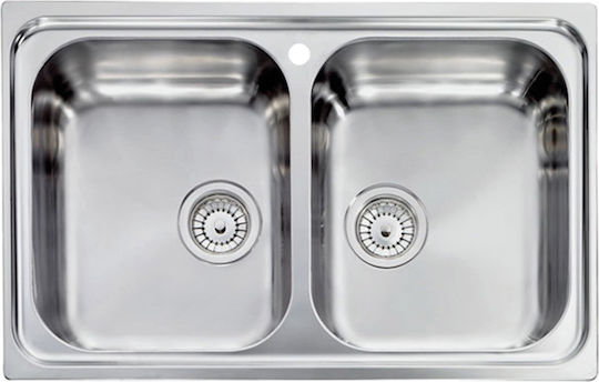 Sanitec Cometa Satin Finish Drop-In Inox Kitchen Sink Silver M79xP50cm