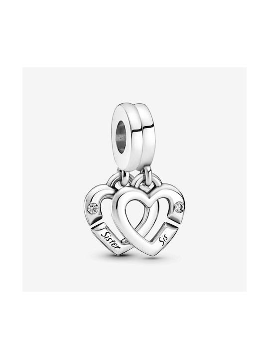 Pandora Charm with design Heart from Silver with Zircon