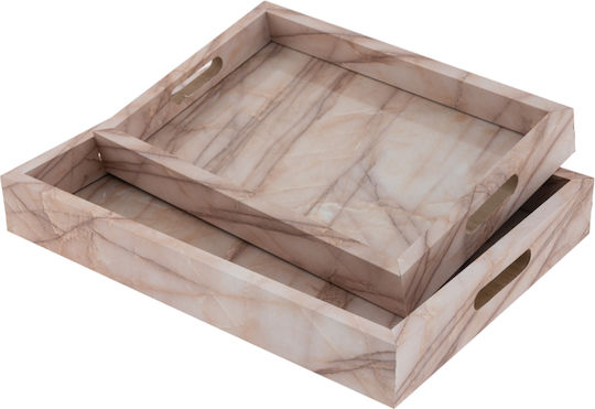 Zen Collection Plastic Rectangular Serving Tray with Handles in Beige Color 35x25x4.8cm 24.8.50215 1pcs