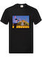 Fruit of the Loom Βυζάν Κωνσταντίνου Και Ελένης Original T-shirt Μαύρο Βαμβακερό
