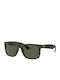 Ray Ban 55 Justin Sunglasses with Brown Tartaruga Plastic Frame and Green Lens RB4165 865/9A