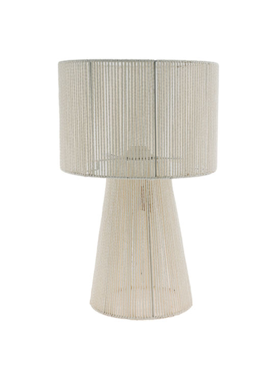 Table Lamp made of Rope with White Shade and Base