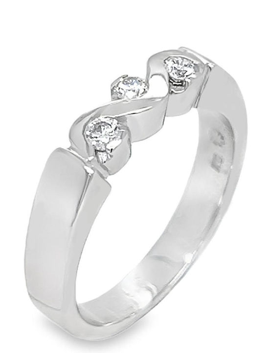 Xryseio Ring with Diamond made of White gold 18K