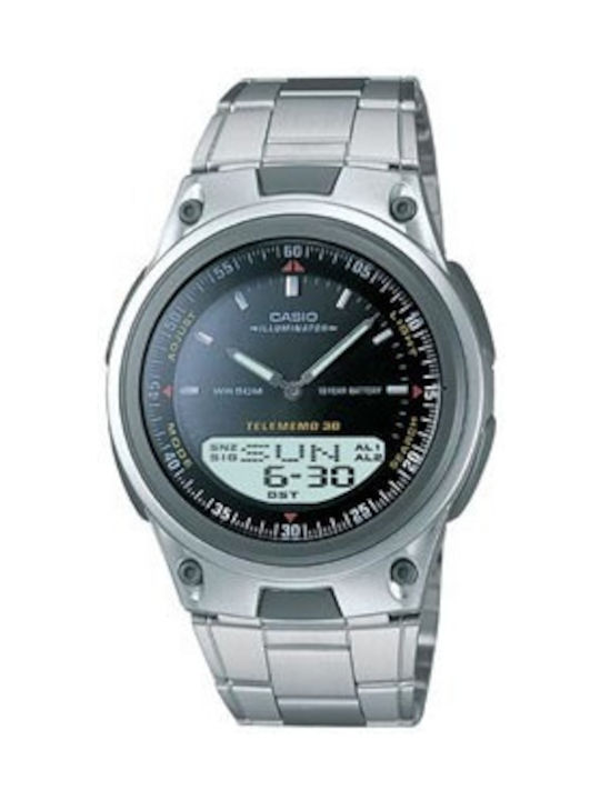 Casio Collection Uhr Chronograph Batterie mit Silber Metallarmband