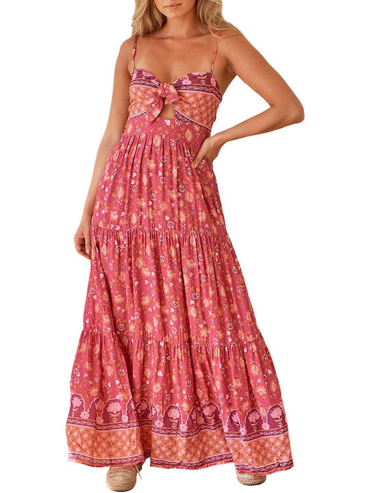 Jaase Maxi Dress with Ruffle Fuchsia