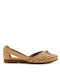 Wave Leather Ballerinas Beige