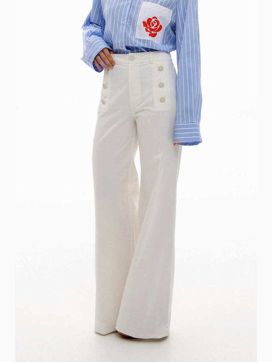 Women's Fabric Pants in Bootcut Fit White