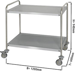 Ggm Gastro | S2k126 | Cărucior de servire - 1200x600 Hrs - Cu 2 suprafețe de depozitare