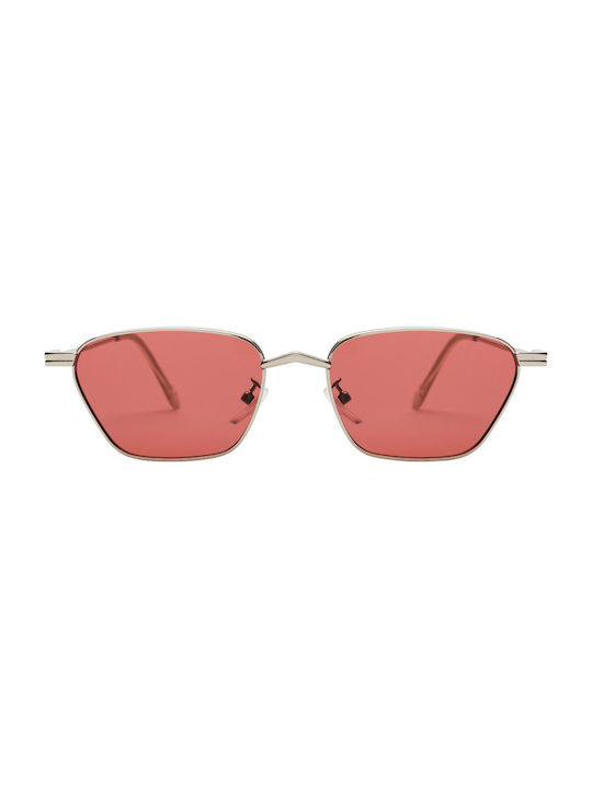 Sunglasses with Silver Metal Frame and Red Mirror Lens 01-9080-4