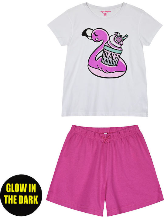 Energiers Παιδική Πιτζάμα Καλοκαιρινή Νταλια Milkshake Flamingo Glow
