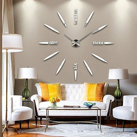3D Wall Clock Silver
