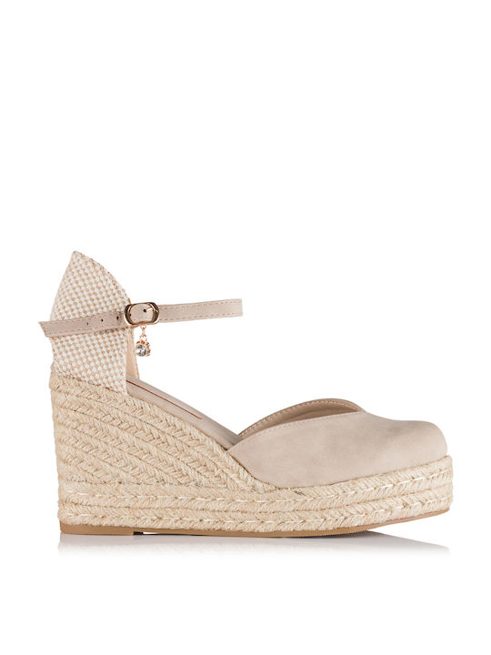 Seven Platforme dama în stil espadrile Bej