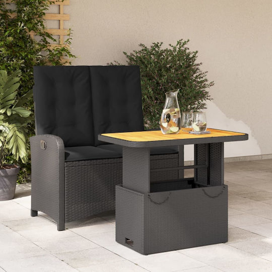 Garten- und Outdoor-Möbelsets 2 Stück Schwarz mit Kissen