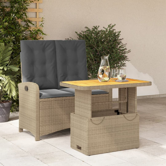 Garten- und Outdoor-Möbelsets 2 Stück Beige mit Kissen