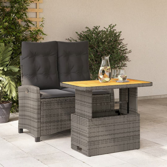 Garten- und Outdoor-Möbelsets 2 Stück Grau mit Kissen