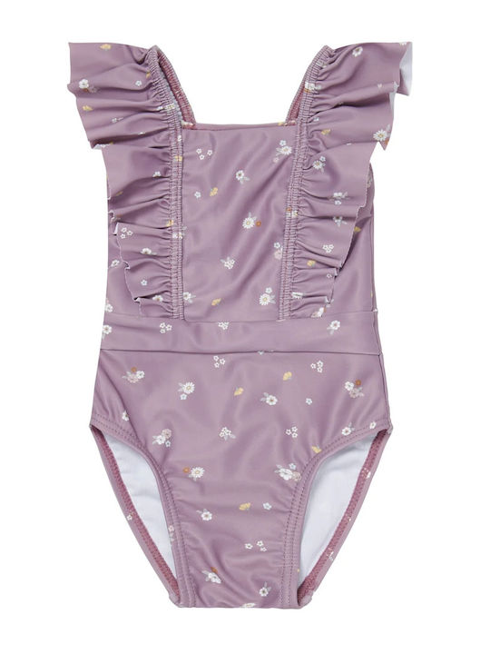 Cl4447-17 Little Dutch Kids One Piece Swimsuit With Underwear With Protection Uv Mauve Blossom