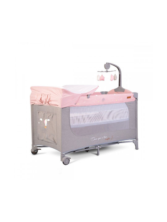 Cangaroo Once Upon A Time L3 Playpen 2 Levels with Changing Table & Mattress Pink extra matt 125x62cm