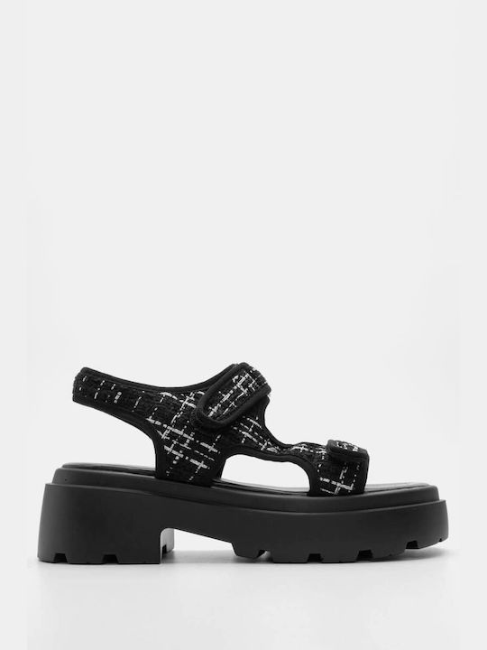 Sandale plate cu barete Scratch 4122201-negru