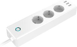 Gosund P1 Smart Захранваща лента 3 Места с 3 USB и Кабел 1.5м Бял