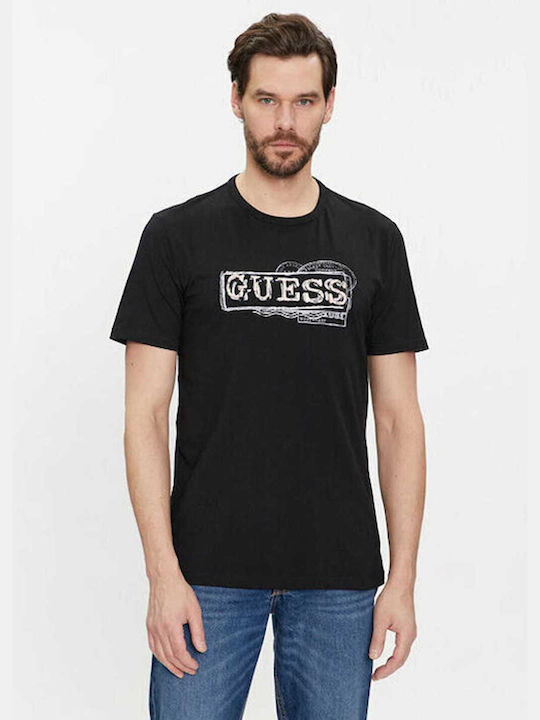 Guess Bluza pentru bărbați cu mâneci scurte BLACK