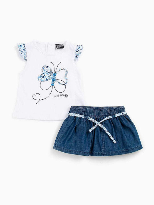 Losan Kids Set with Skirt Summer 2pcs White