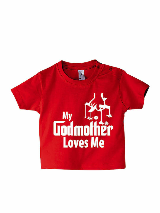 Παιδικό T-shirt Κοντομάνικο Κόκκινο My Godmother Loves Me