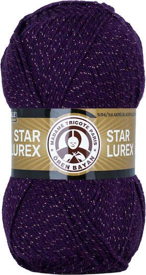 Madame Tricote Paris Star Lurex Metallisches Acrylgarn Lila 60m 100g