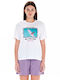 Γυναικείο Αθλητικό Oversized T-shirt Floral Λευκό