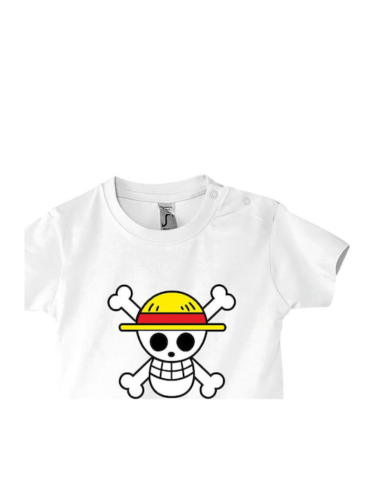 Παιδικό T-shirt Λευκό One Piece Flag Anime