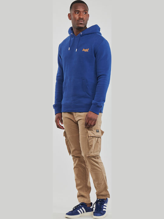 Superdry Φούτερ με Κουκούλα Μπλε