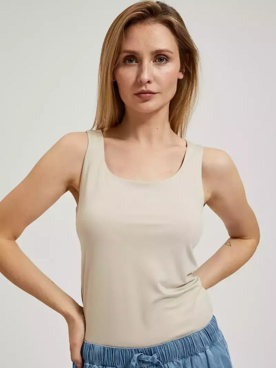 Make your image Damen Bluse Ärmellos Beige