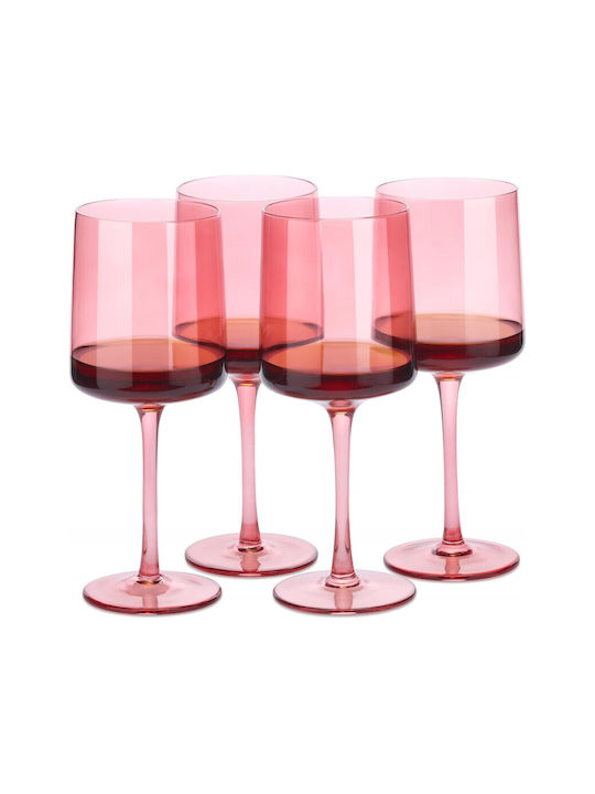 Navaris Ποτήρι Λευκού Κρασιού / Κοκτέιλ/Ποτού / Μπύρας / Νερού από Γυαλί σε Ροζ Χρώμα Κολωνάτο 400ml
