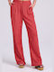 Wide Leg Linen Blend Pants with Single Piece Waistband