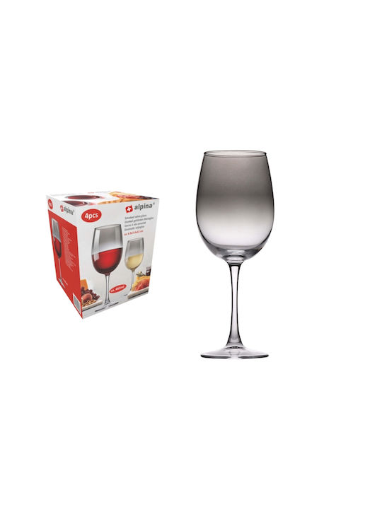 Alpina Σετ Ποτήρια για Λευκό και Κόκκινο Κρασί από Γυαλί σε Λευκό Χρώμα Κολωνάτα 465ml 4τμχ