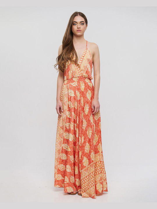 Ble Resort Collection Maxi Dress with Ruffle Orange