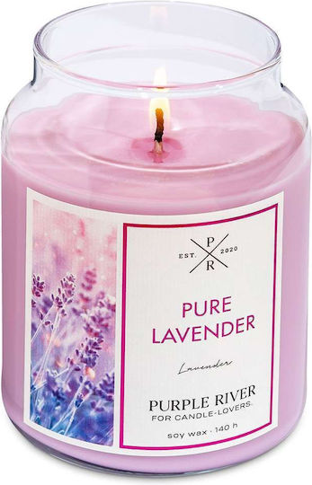 Purple River Lumânare Aromatică Din Soia În Borcan Cu Miros De Lavandă 623gr