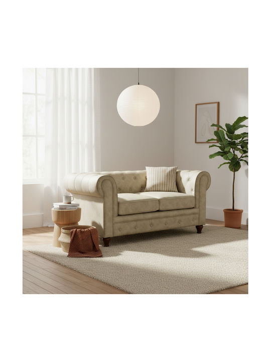 Chesterfield Διθέσιος Καναπές Μπεζ 150x82x77εκ.