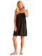 Harmony Γυναικείο Φόρεμα Γκοφρέ Μονόχρωμο Ράντα Νερβίρ Κοντό (33-506605-black) Μαύρο