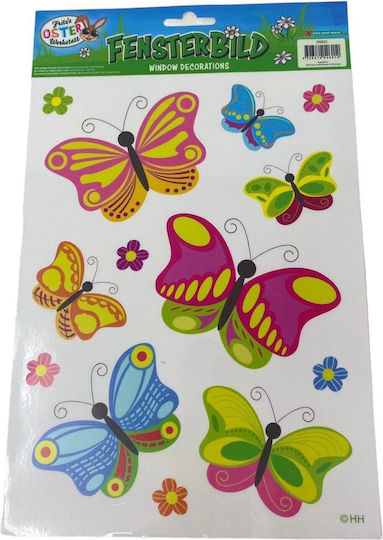 Fensteraufkleber mit Schmetterlingen und Blumen 28x21 54601